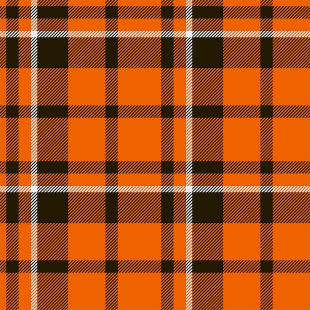 Plaid seamless pattern in orange Check fabric texture Vector textile print