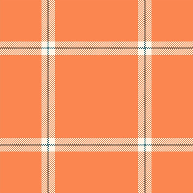 Plaid seamless pattern in orange Check fabric texture Vector textile print