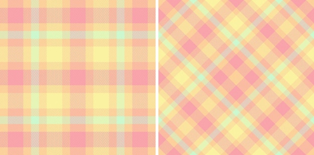 Plaid seamless tartan of check texture textile with a background fabric vector pattern set in rainbow colors