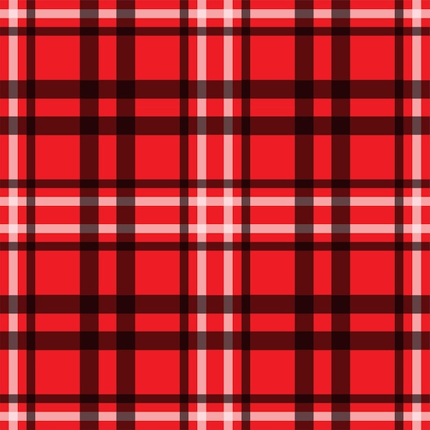 Plaid vector seamless texture. Red pattern in box. Checkered  christmas backgraund.