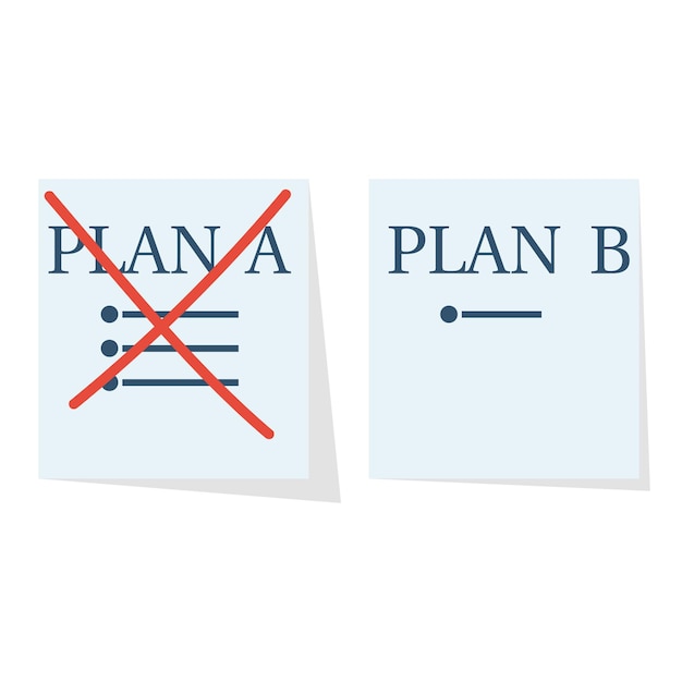 Plan B Second plan Plan A failed Vector illustration flat design Isolated on background Success solution Alternative idea