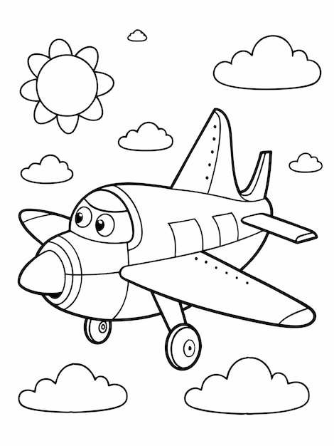 Vector plane colouring book pages for children and adults with vector design