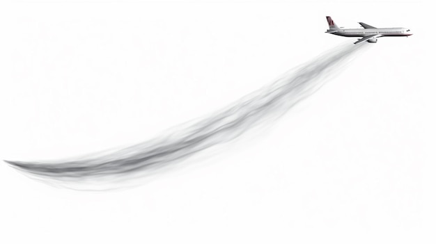 a plane flying in the air with a tail of a plane