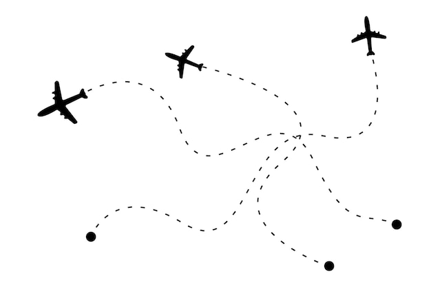 plane and its track on a white background Vector illustration