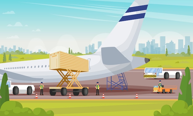 Plane Preparation for Boarding Flat Illustration.