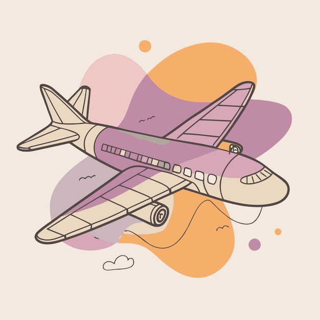 plane on white background vector illustration line circuit