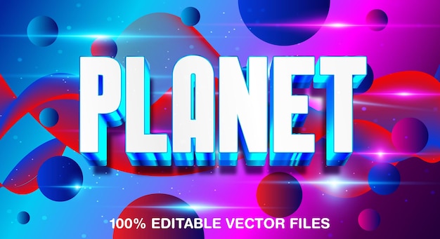 Planet 3d editable text efect with galaxy background