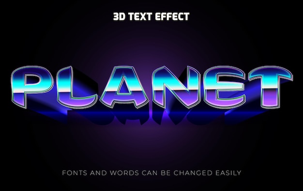 Vector planet 3d editable text effect style