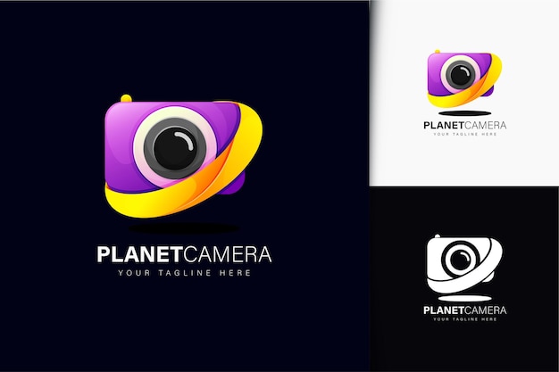 Planet camera logo design with gradient