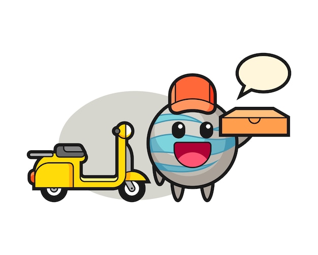 Planet cartoon as a pizza deliveryman