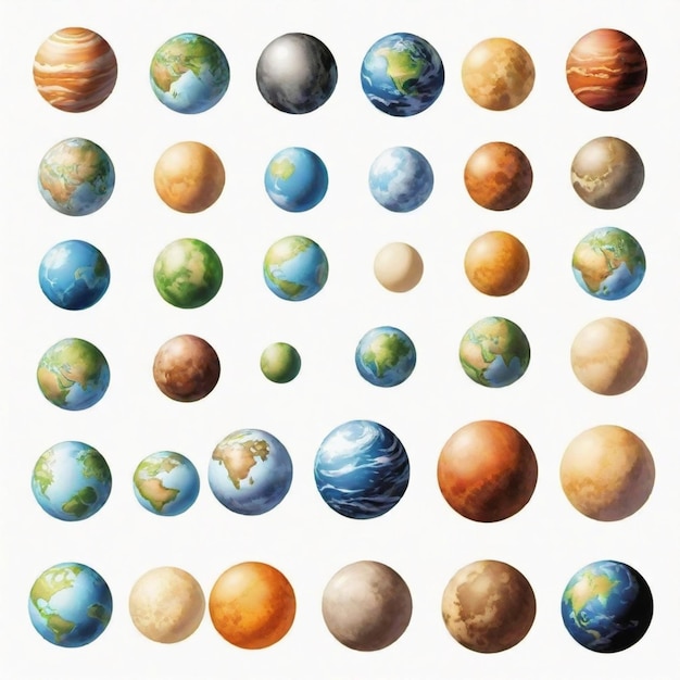 Vector planet cartoon vector set white background isolated