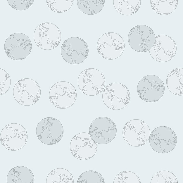 Planet earth engraved seamless pattern Vintage sphere of world in hand drawn style