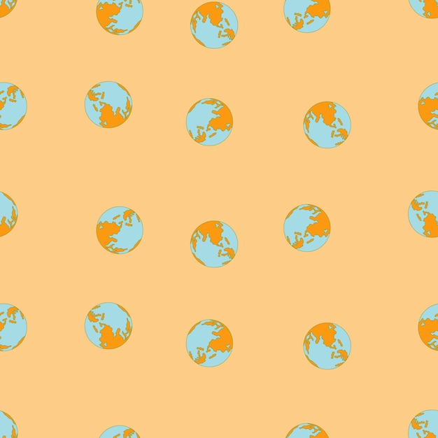 Planet earth engraved seamless pattern Vintage sphere of world in hand drawn style