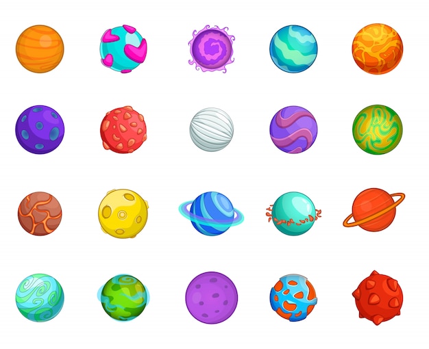 Planet element set. Cartoon set of planet vector elements