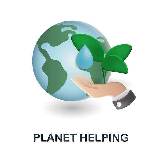 Planet Helping icon 3d illustration from ecology and energy collection Creative Planet Helping 3d icon for web design templates infographics and more