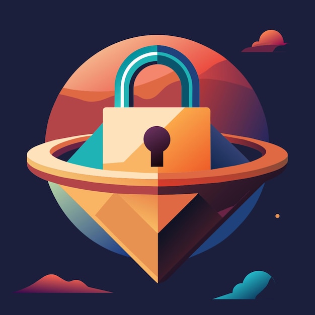 planet its big lock vector illustration flat 2