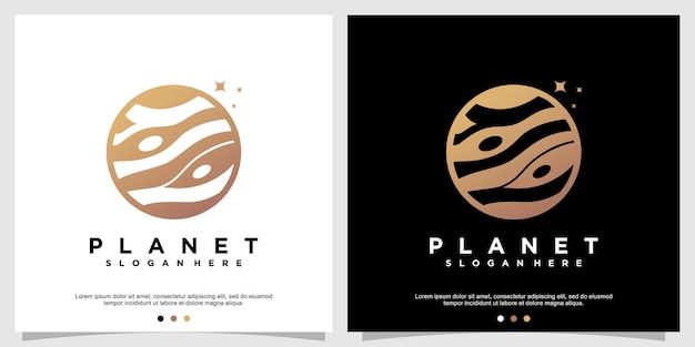 Vector planet logo design concept premium vector