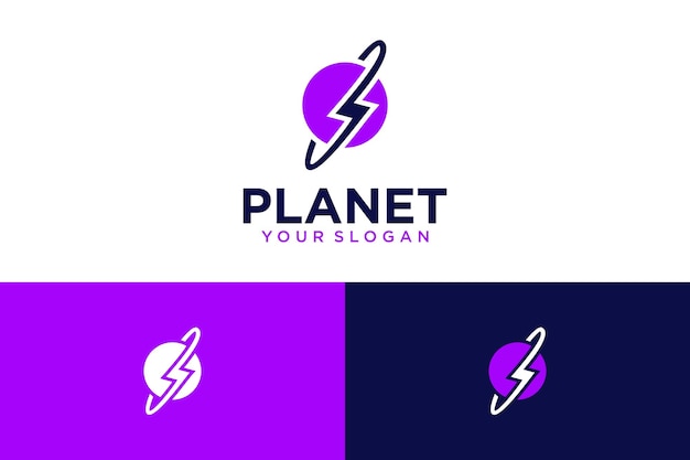 planet logo design with energy or lightning