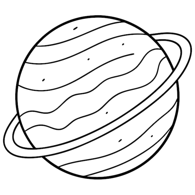 planet outline coloring book page line art illustration digital drawing