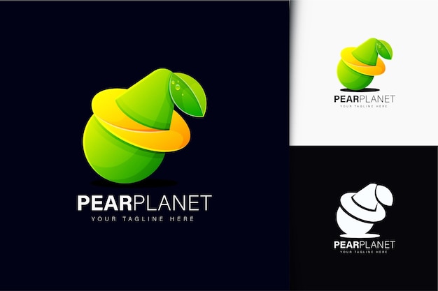 Planet pear logo design with gradient