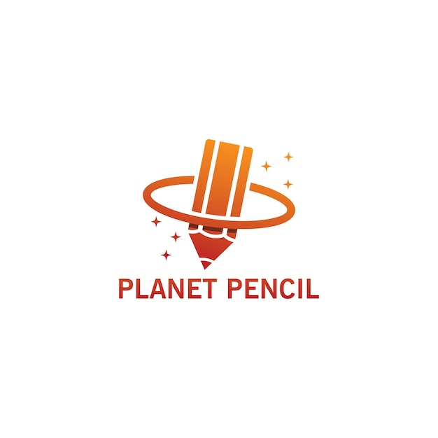 Planet Pencil Logo Template Design