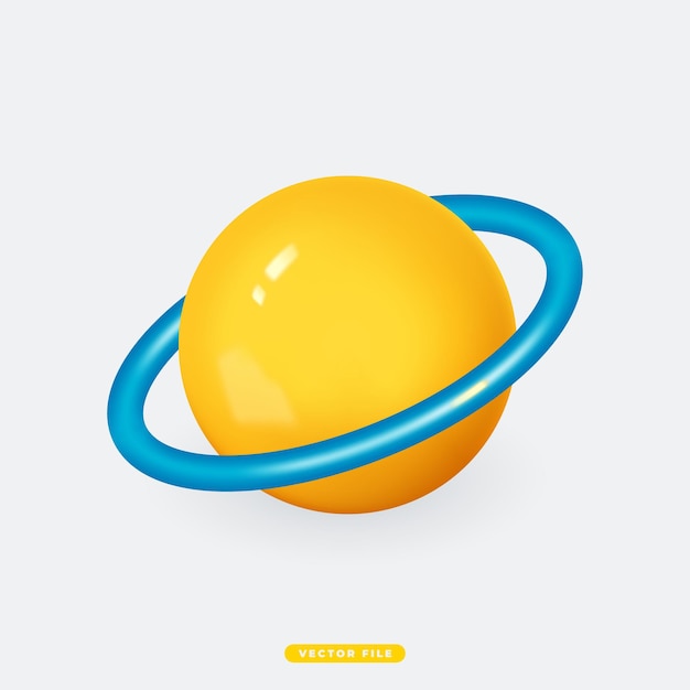 Planet Saturn 3D Realistic Icon Isolated Vector Illustration Realistic 3D icon design for mobile app and website