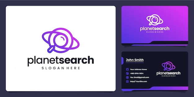 Planet search logo combine design and business card