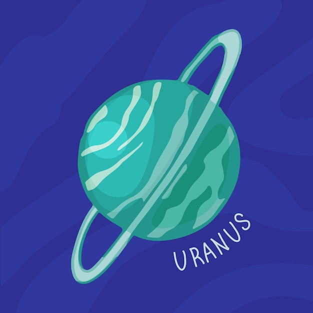 Planet of solar system cartoon Uranus Vector illustration