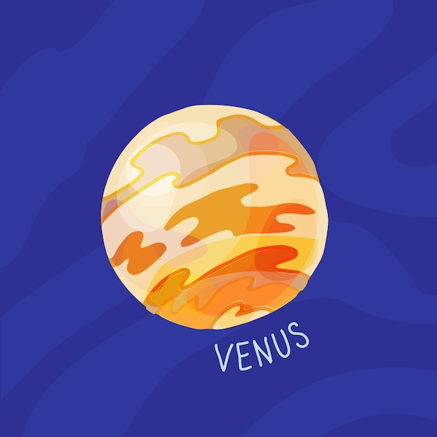 Planet of solar system cartoon Venus Vector illustration