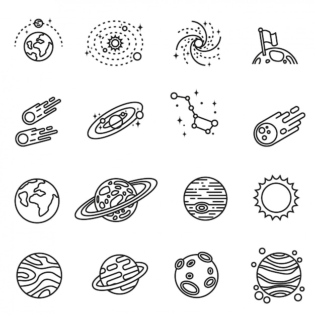 The planet of the solar system. Interplanetary travels. The solar system is a set of planets. isolated icons