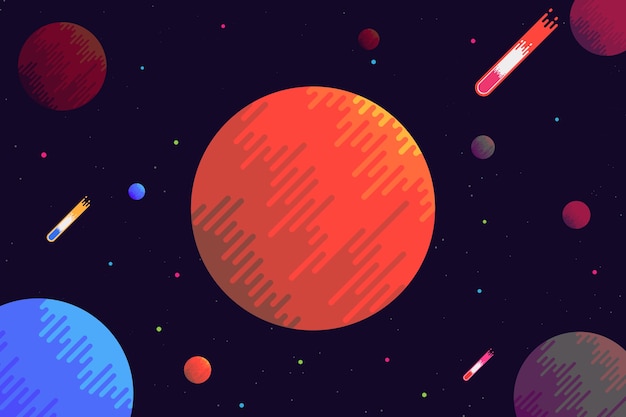 planet space background flat design.vector and illustration