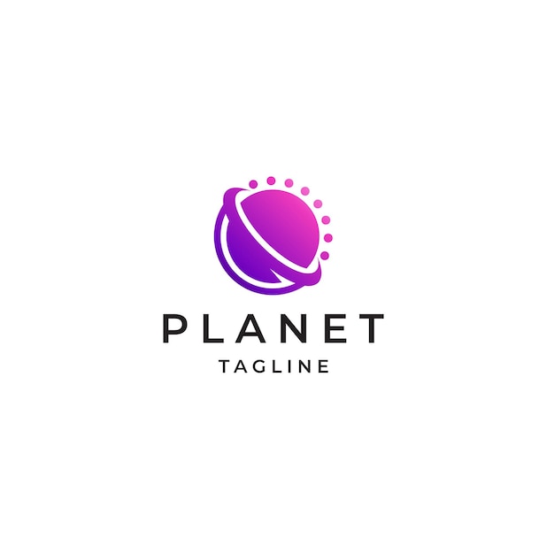 Planet space logo icon design template flat vector