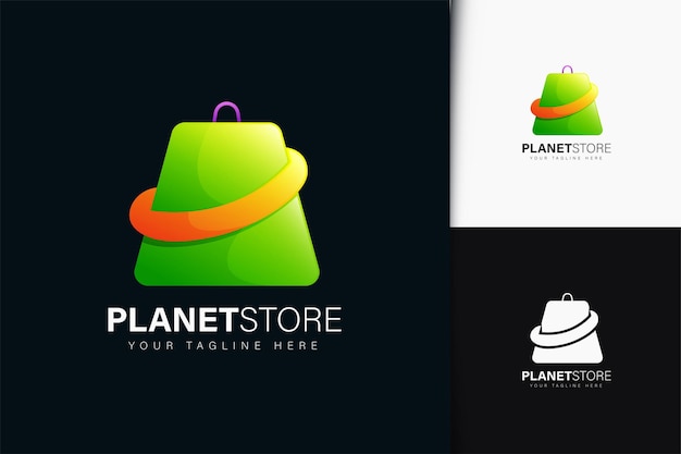 Planet store logo design with gradient