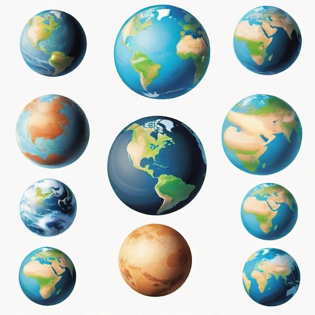 Planet vector set White background isolated