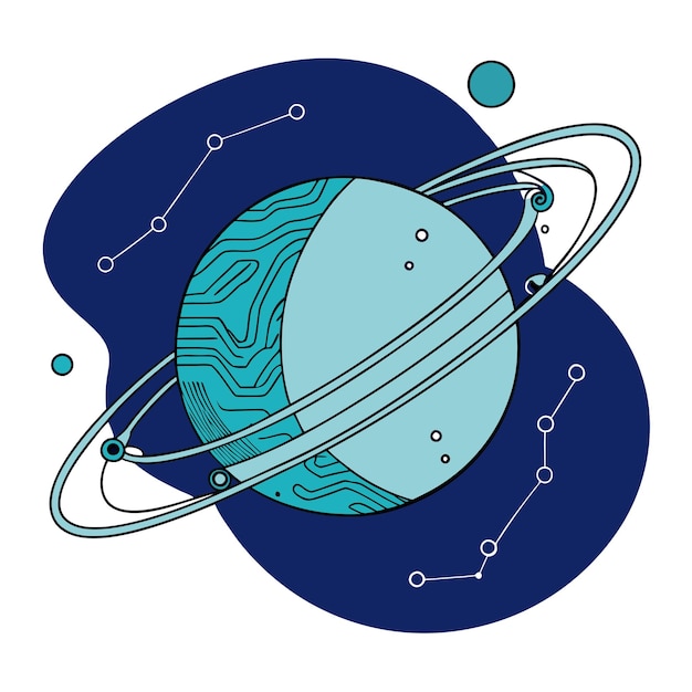 Vector a planet with a blue background that has the words  space  on it