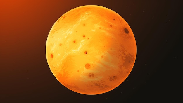 Vector a planet with a yellow moon in the background