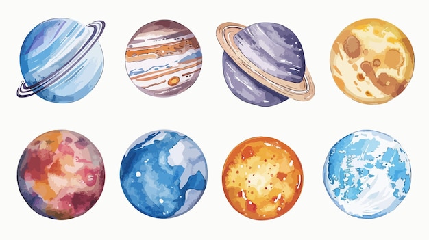 Vector planets hand drawn watercolor illustration of mercury