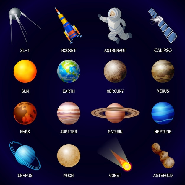 Planets icon set