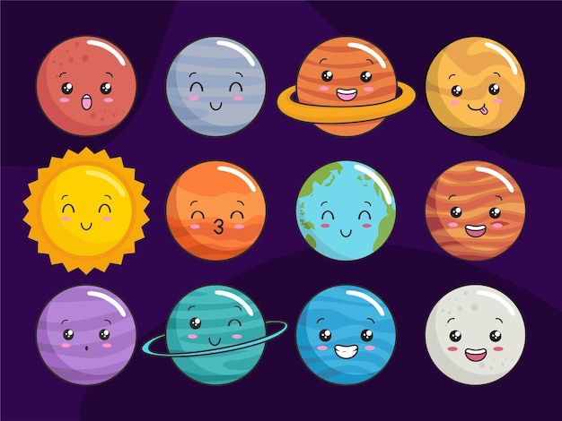 Planets Kawaii Cartoon