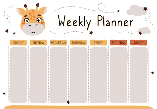 Planner for mom Weekly planner wish list todo list in cartoon flat style with cute animals A set of digital prints