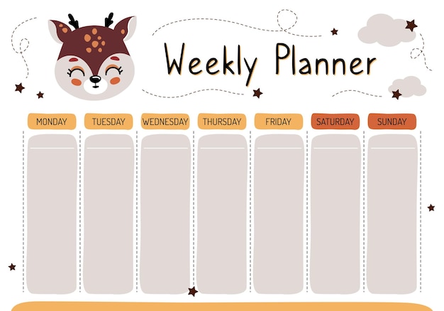 Planner for mom Weekly planner wish list todo list in cartoon flat style with cute animals A set of digital prints