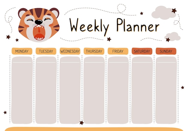 Planner for mom Weekly planner wish list todo list in cartoon flat style with cute animals A set of digital prints