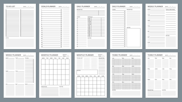 Planner page templates daily organizer template