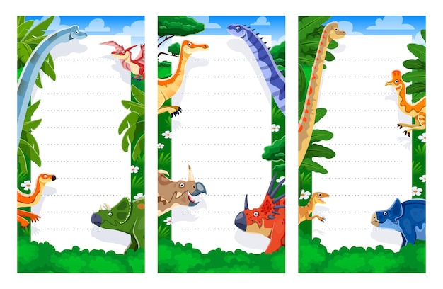 Vector planner schedule with prehistoric funny dinosaurs