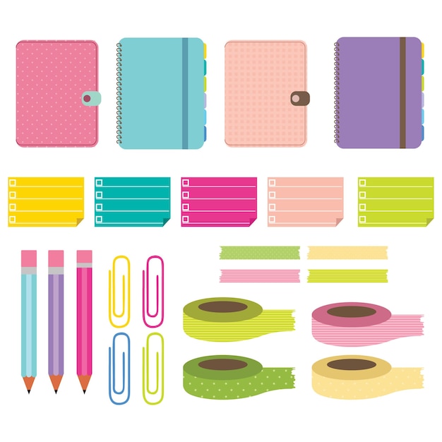 Planner Supplies School item study item Diary Notebook Pencil Wasi tape sticky note