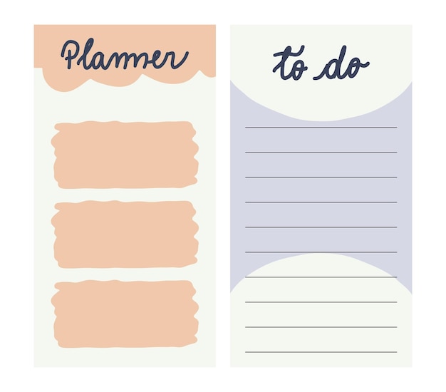 Vector planners and to do list. template for schedule, checklists, notebooks.