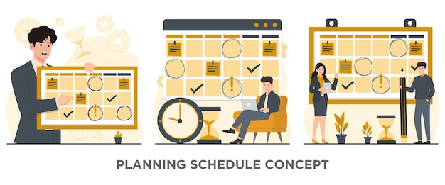 Planning schedule concept Time management concept Vector illustration in flat design style