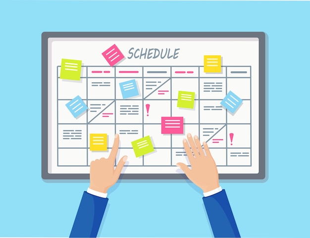 Planning schedule on task board