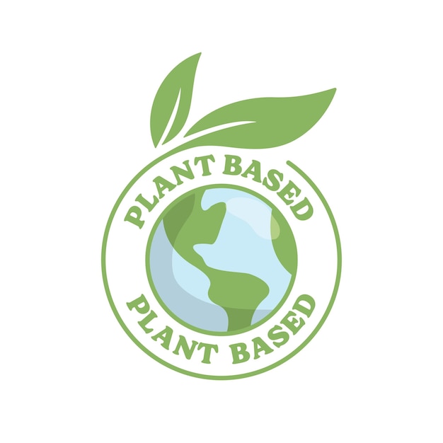 Plant based emblem Vegan Eco friendly badge with plant icon