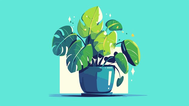 Vector a plant in a blue pot with a green plant on it